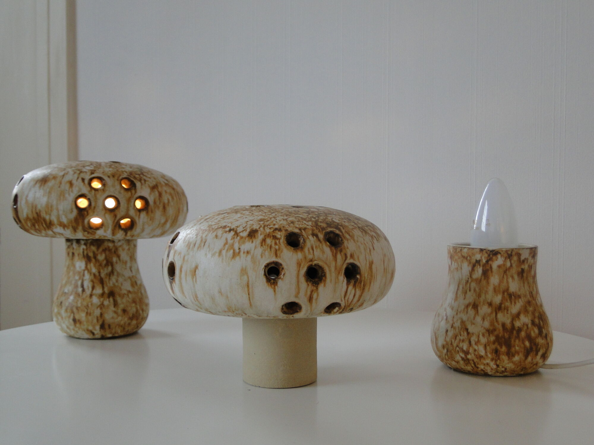 Pair of vintage mushroom lamps by Bruno Karlsson for EGO Sweden 1970s