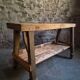 French industrial kitchen island, antique work table in chestnut and oak, circa 1900.