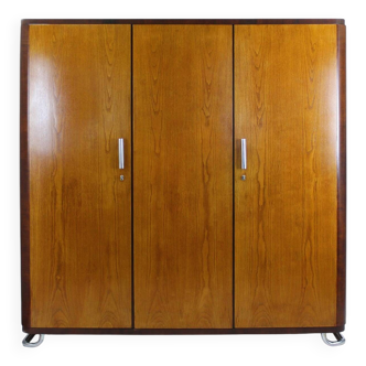 Vintage Bauhaus Chromed Tubular Steel Wardrobe by Hynek Gottwald, 1930s