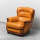 Pair of leather and wood armchairs 1950s vintage modernism