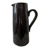 Vintage 1950s black and brown glazed stoneware pitcher/jug