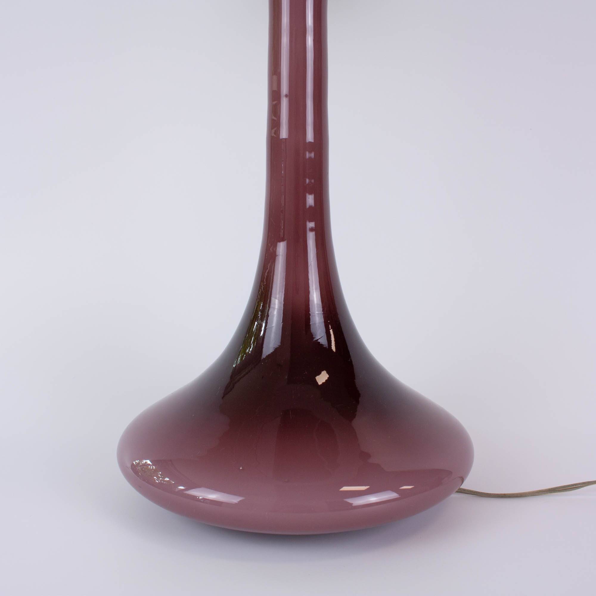 1960s Portuguese Amethyst Opaline Glass Table Lamp
