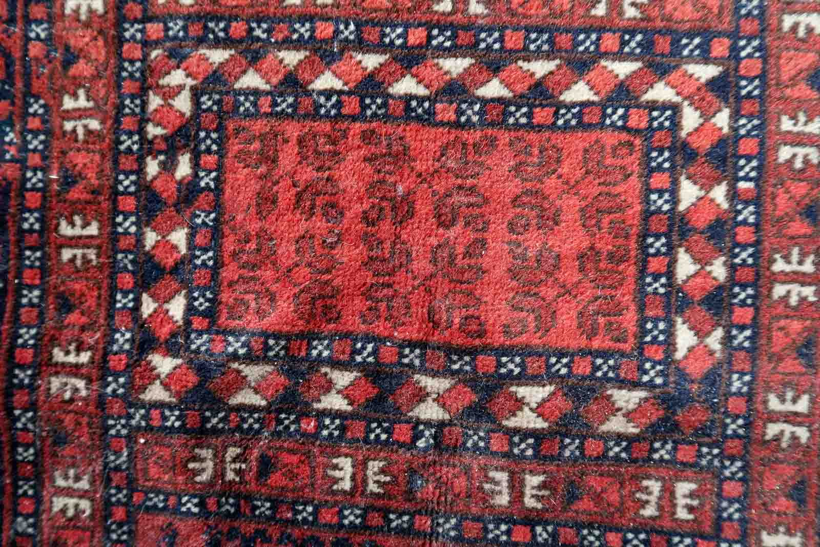 Handmade turkmen hachli vintage rug 142cm x 221cm 1960s