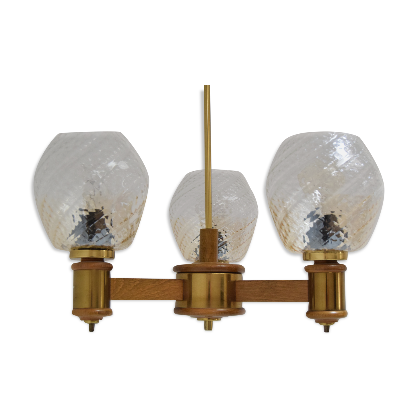 Mid-century Wood Chandelier,1970's.