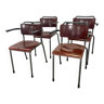 Lot de 4 chaises avec accoudoirs d’école vintage Gispen, des années 50, origine Pays-Bas