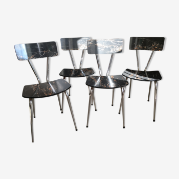 Set of 4 chairs in marbled formica