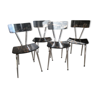 Set of 4 chairs in marbled formica