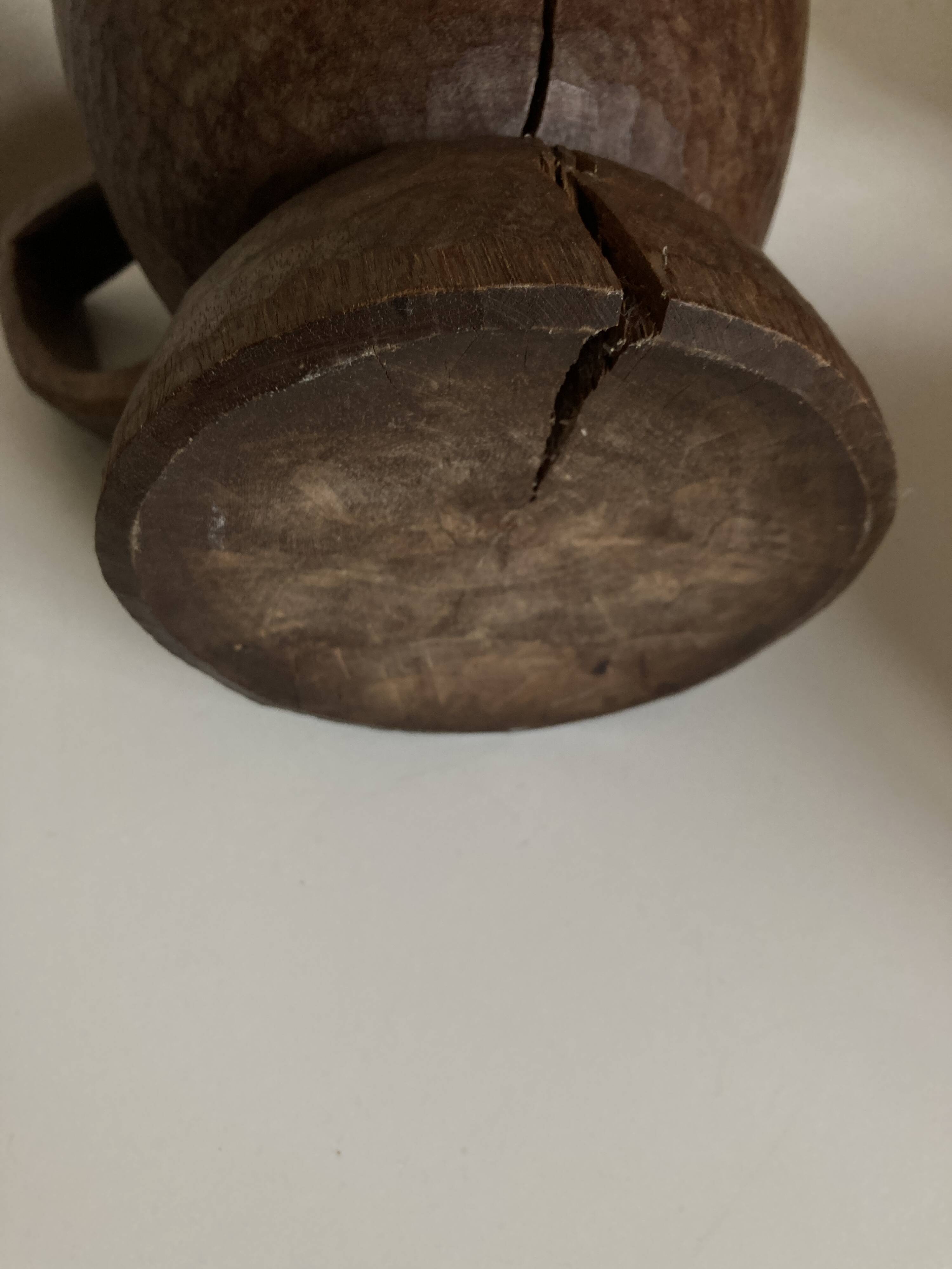 Midcentury Cubist XXXL Cup in West African Monoxyl Wood