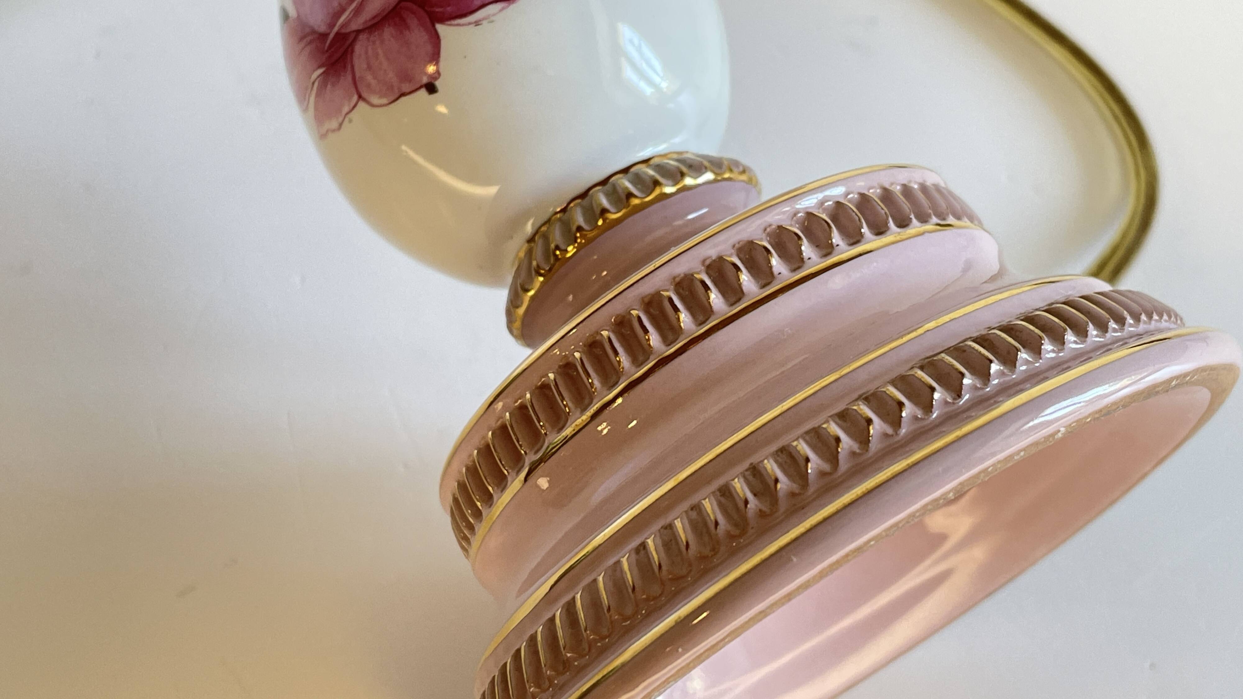 Lampe céramique italy roses et or