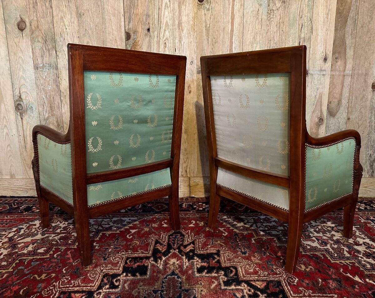 Pair of empire style mahogany shepherdesses.