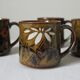 6 mugs en grès flambé vintage années 70