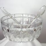 Vintage Bohemian cut crystal salad bowl and cutlery