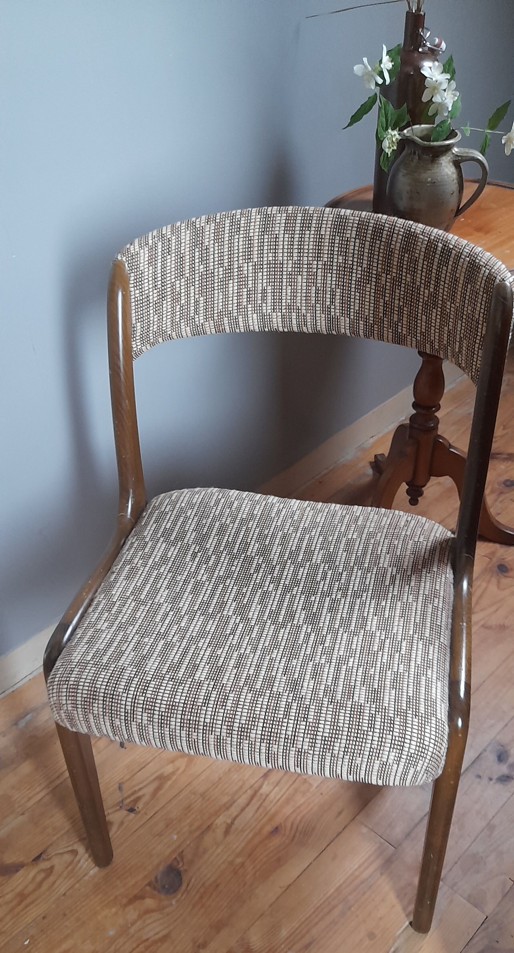 Sled chair by Self - NF14, solid wood and wool fabric, vintage 1960's