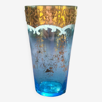 Verre émaillé bleu bohème