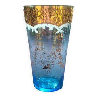 Verre émaillé bleu bohème