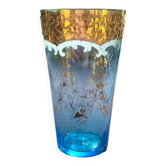 Bohemian blue enameled glass