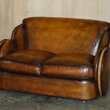 Art Deco canapés by Harry & Lou Epstein, hand-dyed leather.