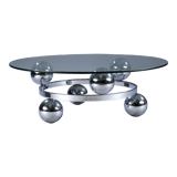 Table basse française en acier chromé dans le style 'Spoutnik'