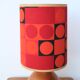 Wooden lamp, lampshade graphic fabric, 70s