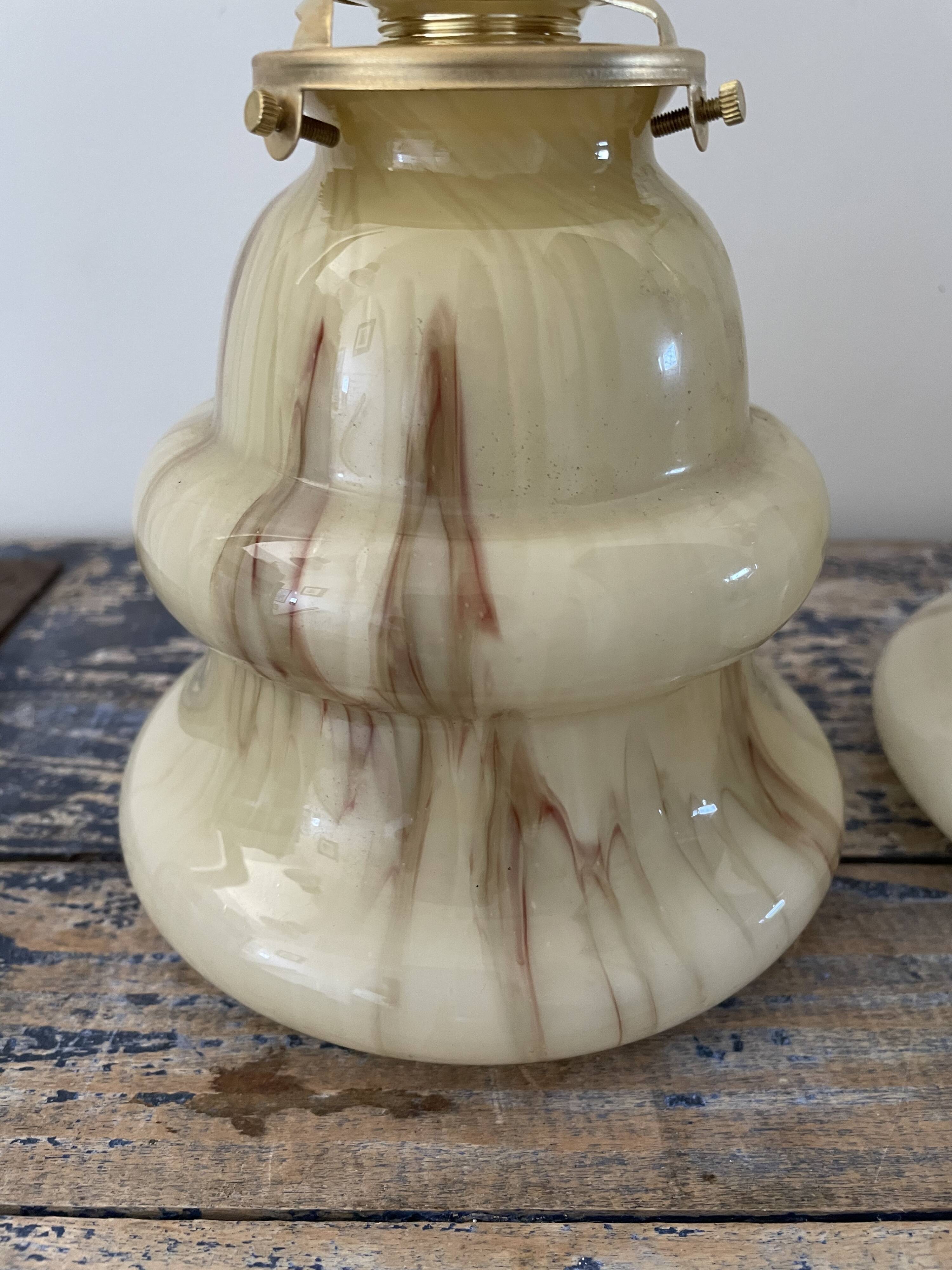 Set of two new electrified art deco wall lamps