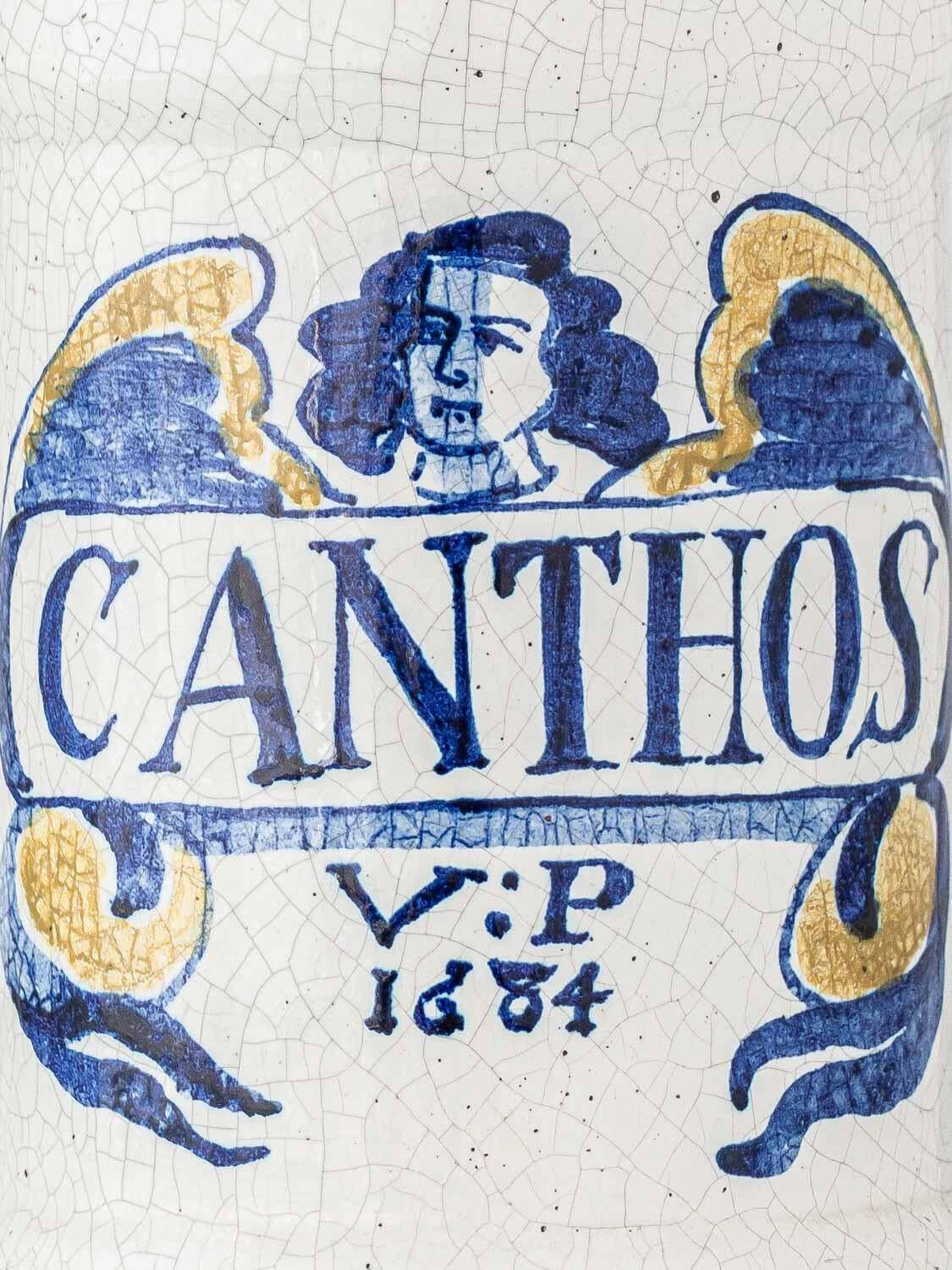 Italian Majolica Albarello table lamp, pharmacy, 19th century.