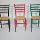 B&B Italy Wicker Chairs Table Colorful Mid-Century Design 60s 70s, Set of 5