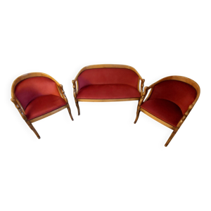 Salon velours bordeaux