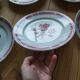 Set of 6 antique Badonviller flat plates in decorated earthenware.