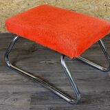 1960s 1970s Ottoman Footstool with Ladder Space Age Orange