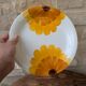 Vintage round serving dish with yellow flowers, Ironstone, 1970s, Italy.