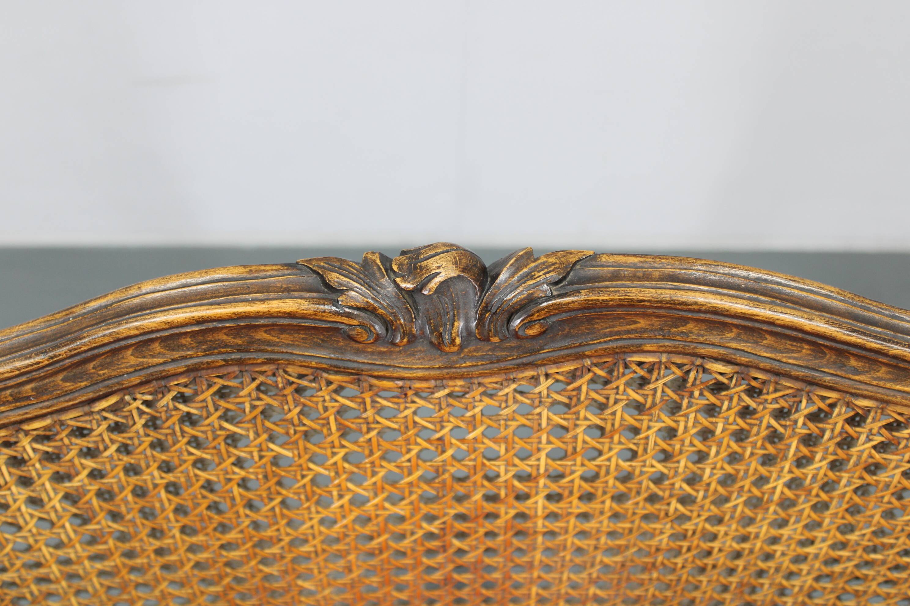 Antique Carved Wing Chair with Cane Sides , Czechoslovakia