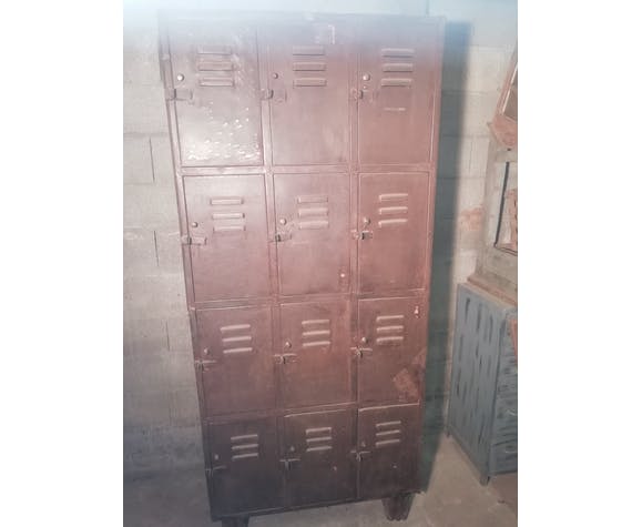 Furniture with metal lockers.