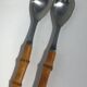 Salad cutlery in natural bamboo and stainless steel 70's