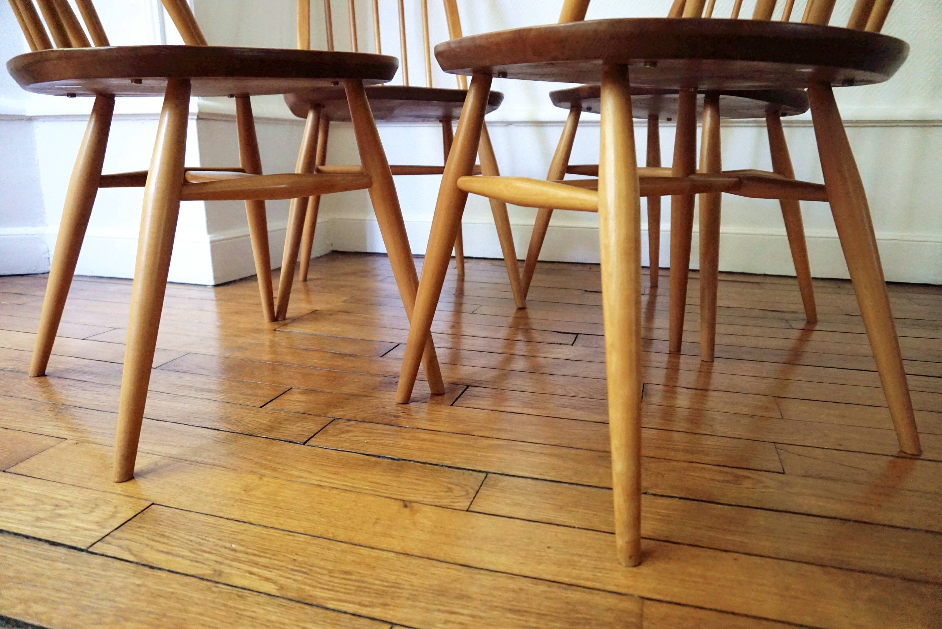 4 Ercol chairs natural wood