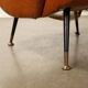 Small vintage armchair in faux leather, metal and brass, 1950s-1960s design.