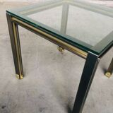 Steel and brass square coffee table, Belgium, 1980s