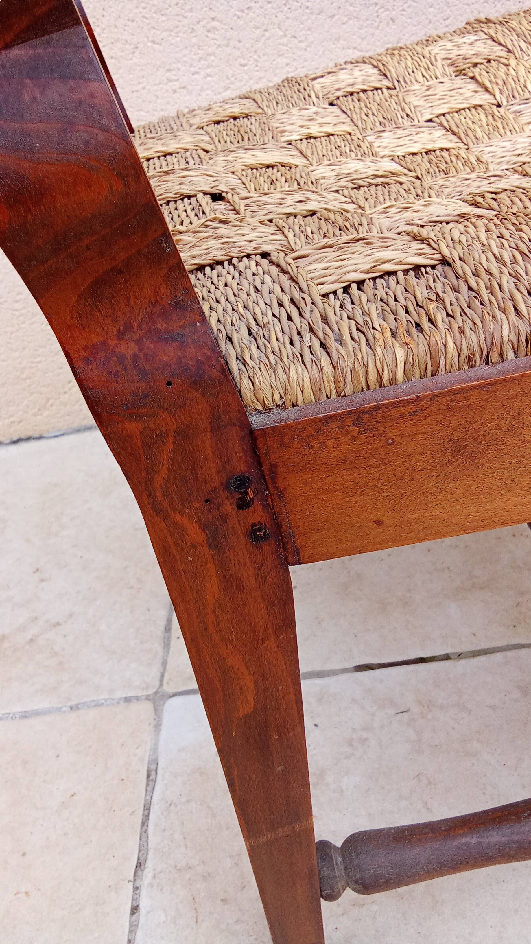 Antique Louis Philippe armchair with vintage rope seat