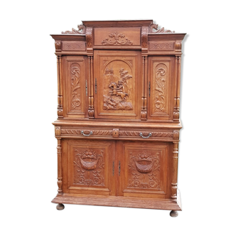 Buffet sculptée Henri II, bahut deux corps