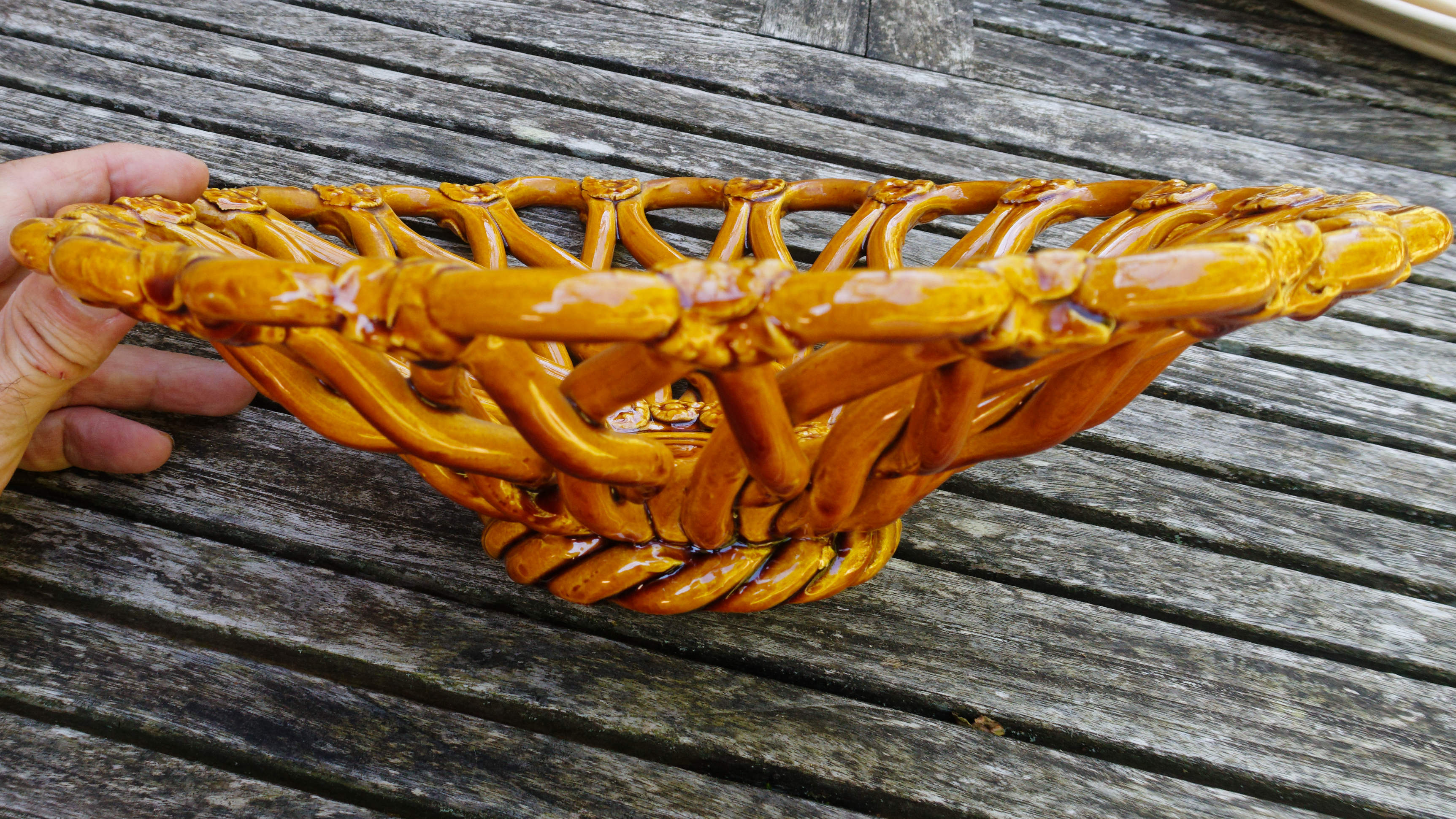 Vintage ceramic fruit basket Vallauris