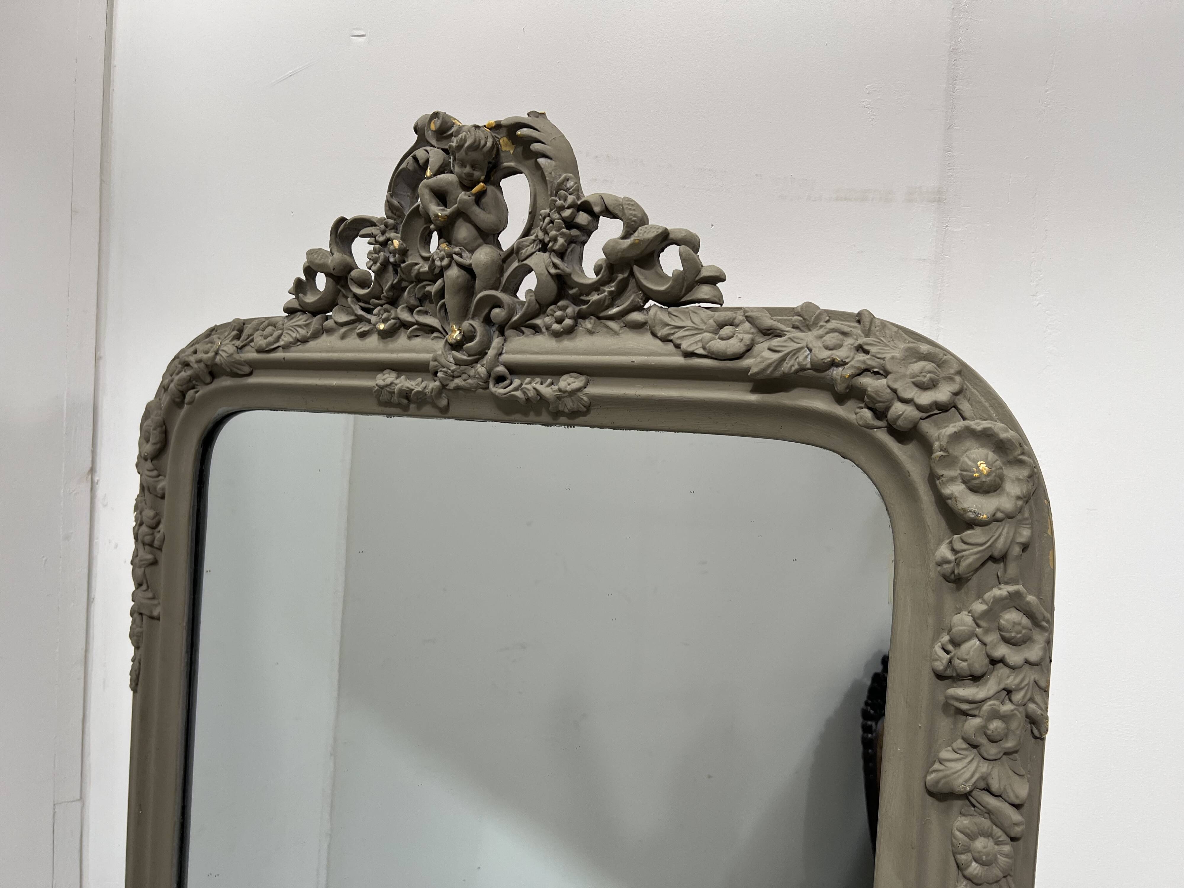 Louis XV style mirror in wood and patinated stucco, 20th century