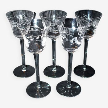 Saint-louis 5 wine glasses roemer thistle engraved crystal muguet venetian coast 20cm