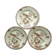 3 GIEN's Maroon Bird Dessert Plates, Provençal style with Hirondelle