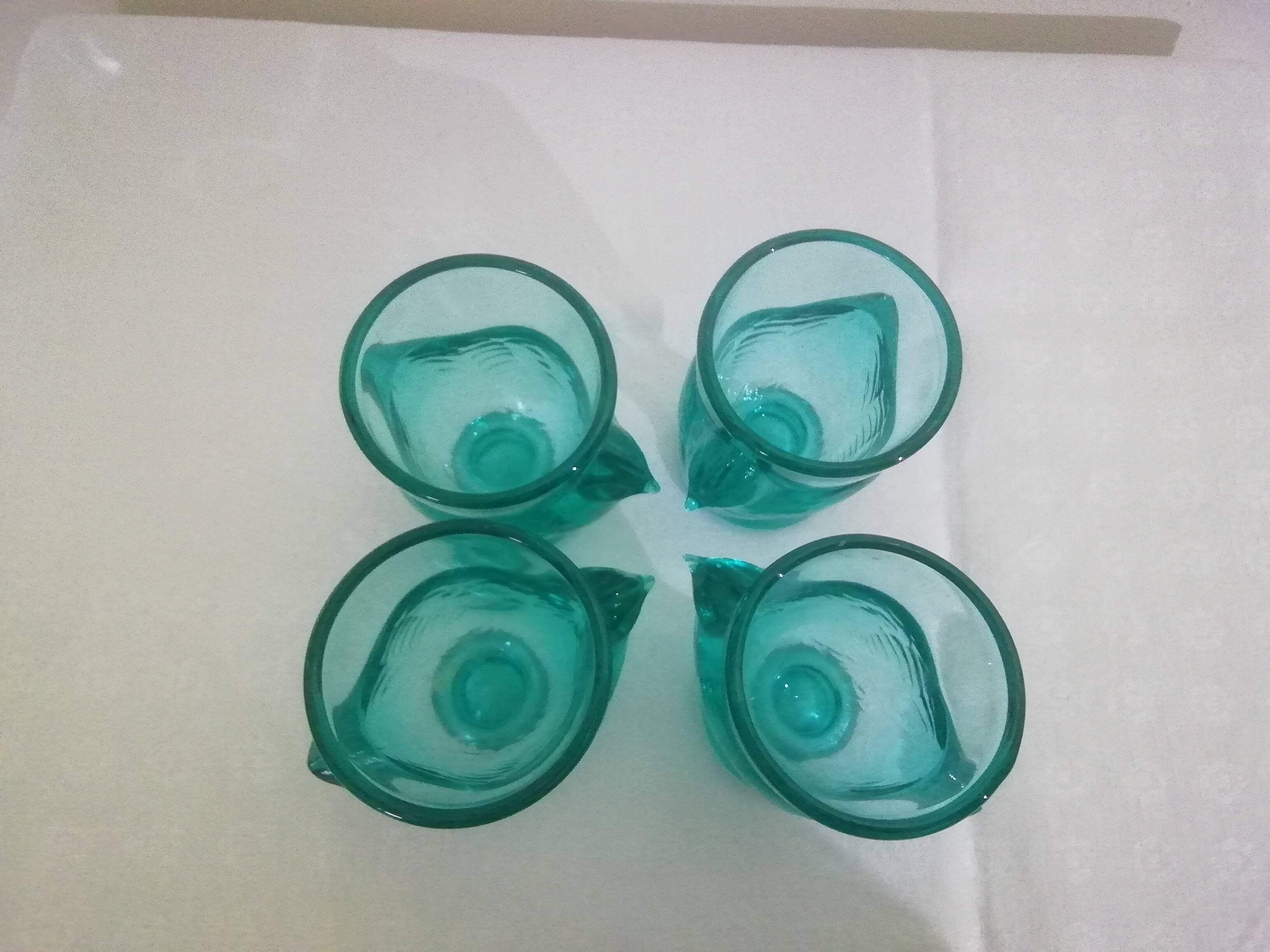Turquoise glass egg cups