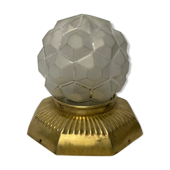 Plafonnier lampe boule facettes laiton