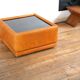black leather and glass coffee table, vintage design