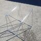 Vintage steel wire desk with chrome trestles and smoked glass top