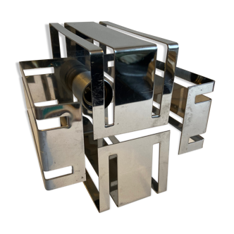 Space age chrome stainless steel wall sconce