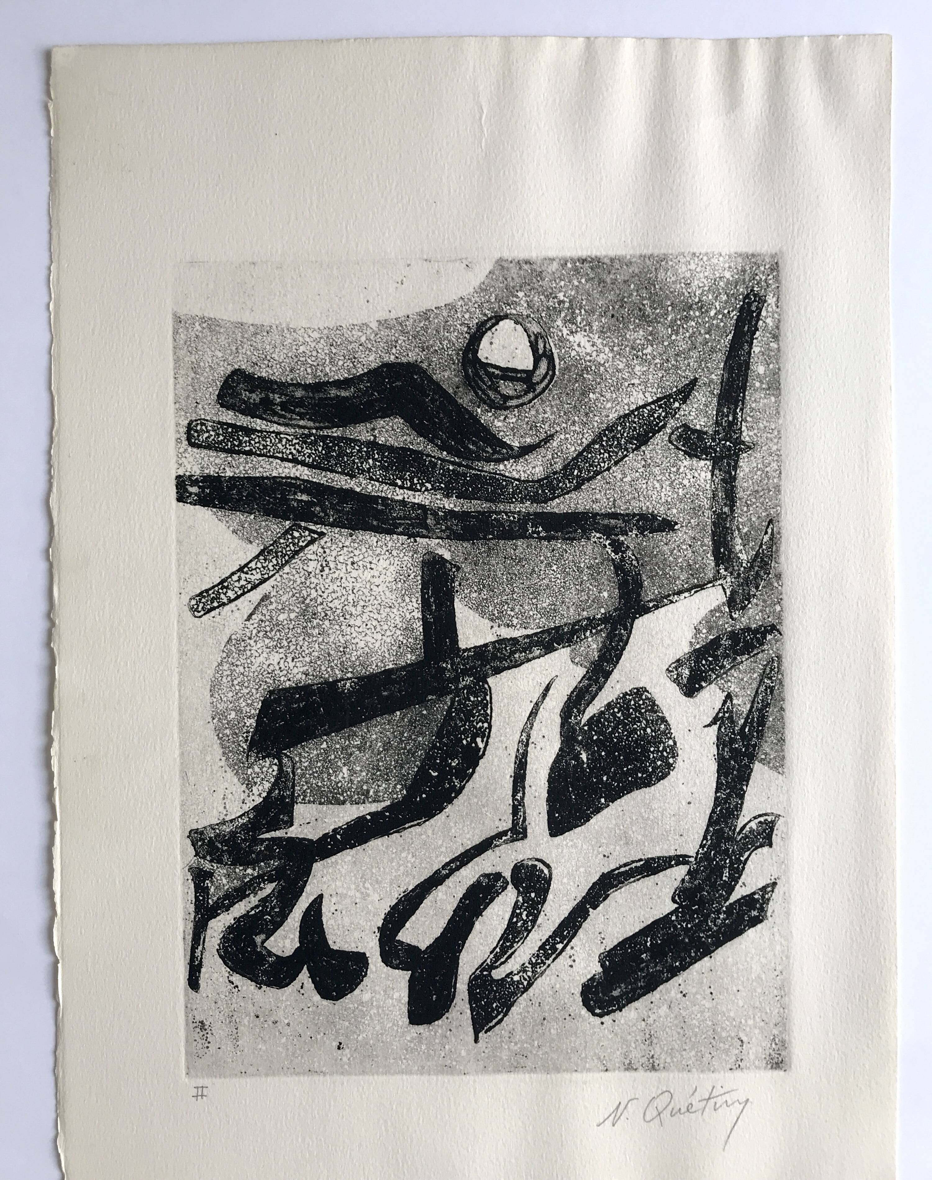 Nicole quétin, the night, c. 1990. etching signed in pencil