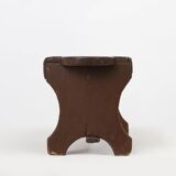 Tabouret bas rustique français en bois peint, vers 1900