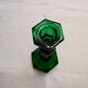Pair of glass candle holders, pink and green